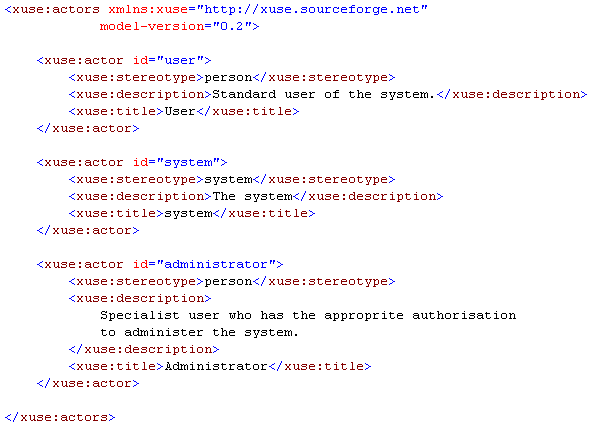 example actors XML fragment