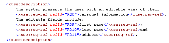 example description text XML fragment