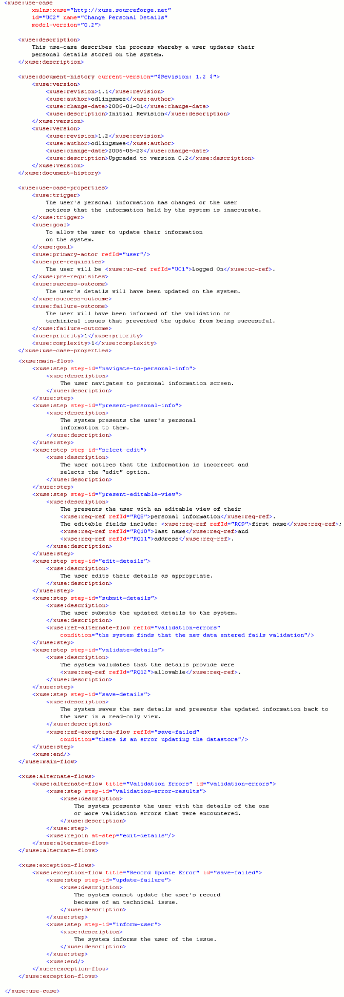 example use-case XML fragment